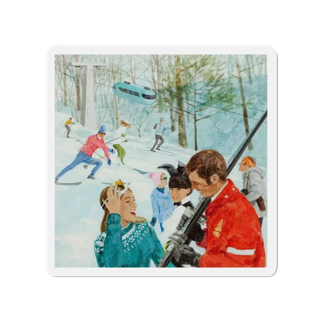 Playboy on the Slopes, advertising illustration (Magazine Illustration) Refrigerator Magnet - The Sticker Space