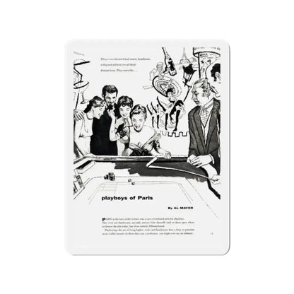 Playboys of Paris (1), Jem magazine, May 1957 (Magazine Illustration) Refrigerator Magnet 2 Inch Die-Cut - The Sticker Space