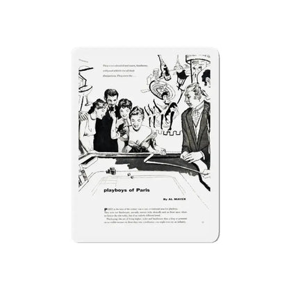 Playboys of Paris (1), Jem magazine, May 1957 (Magazine Illustration) Refrigerator Magnet 5 Inch Die-Cut - The Sticker Space
