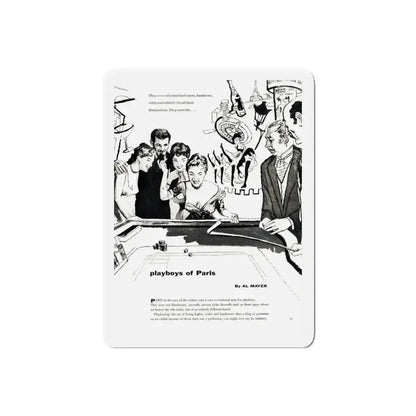 Playboys of Paris (1), Jem magazine, May 1957 (Magazine Illustration) Refrigerator Magnet 6 Inch Die-Cut - The Sticker Space