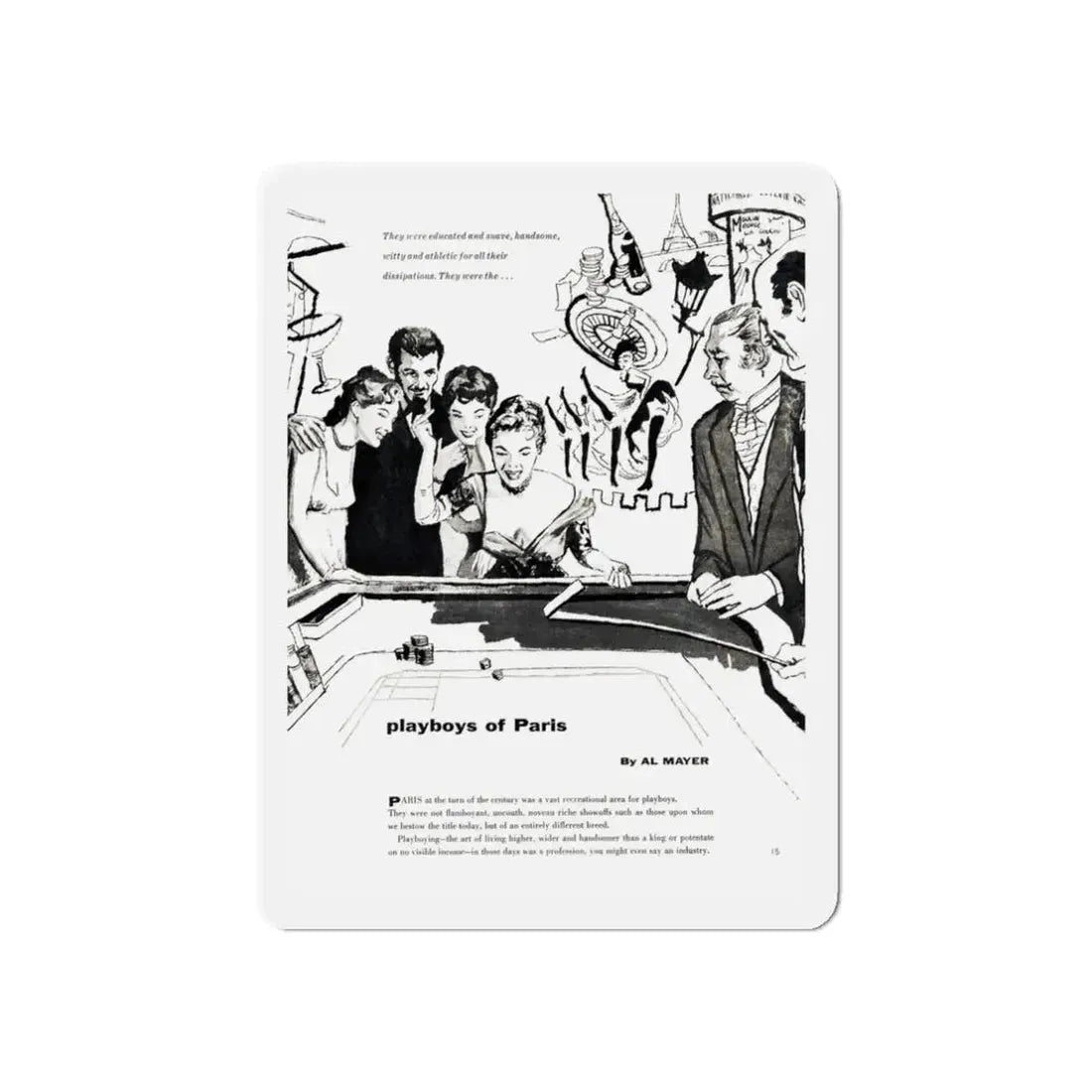 Playboys of Paris (1), Jem magazine, May 1957 (Magazine Illustration) Refrigerator Magnet - The Sticker Space