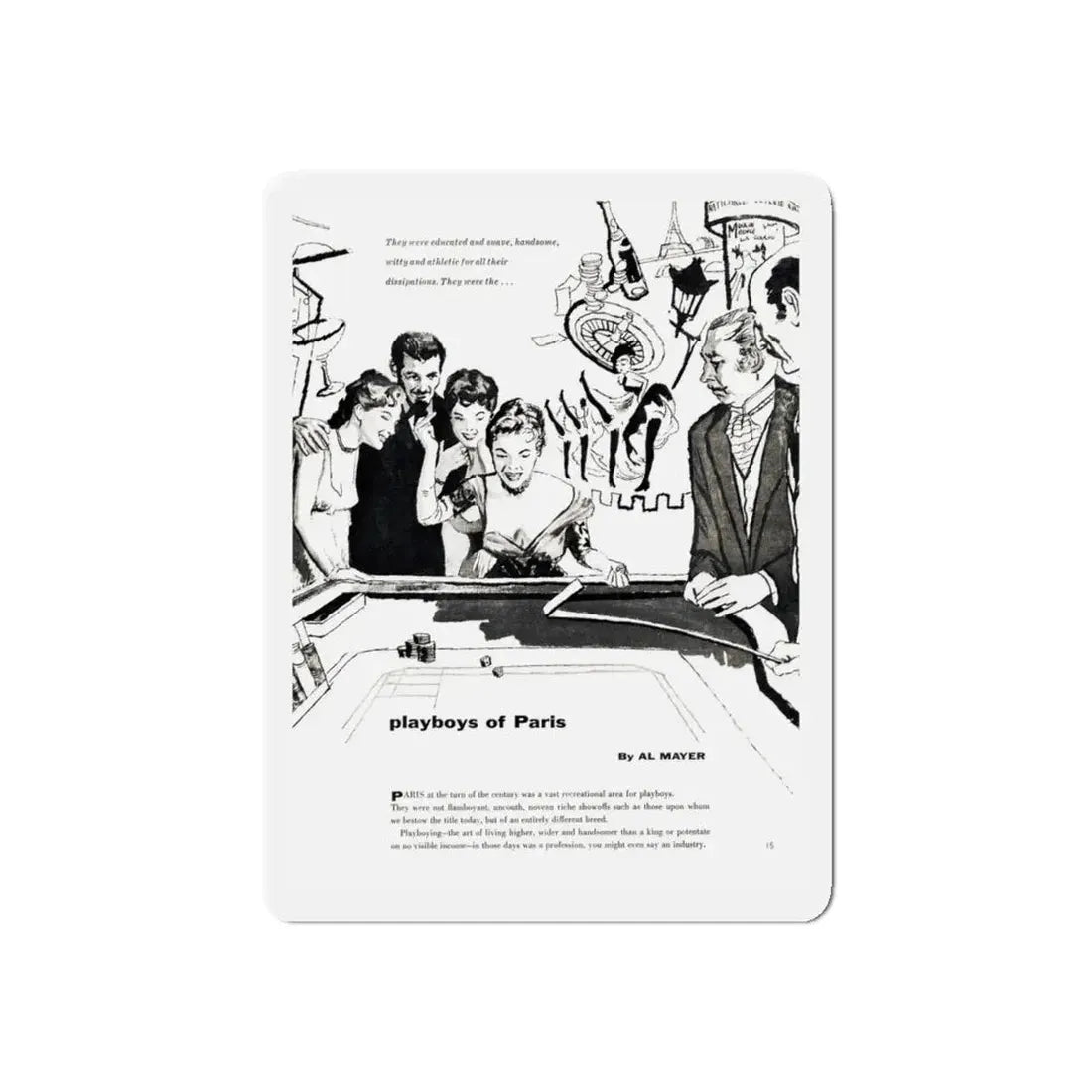 Playboys of Paris (1), Jem magazine, May 1957 (Magazine Illustration) Refrigerator Magnet - The Sticker Space