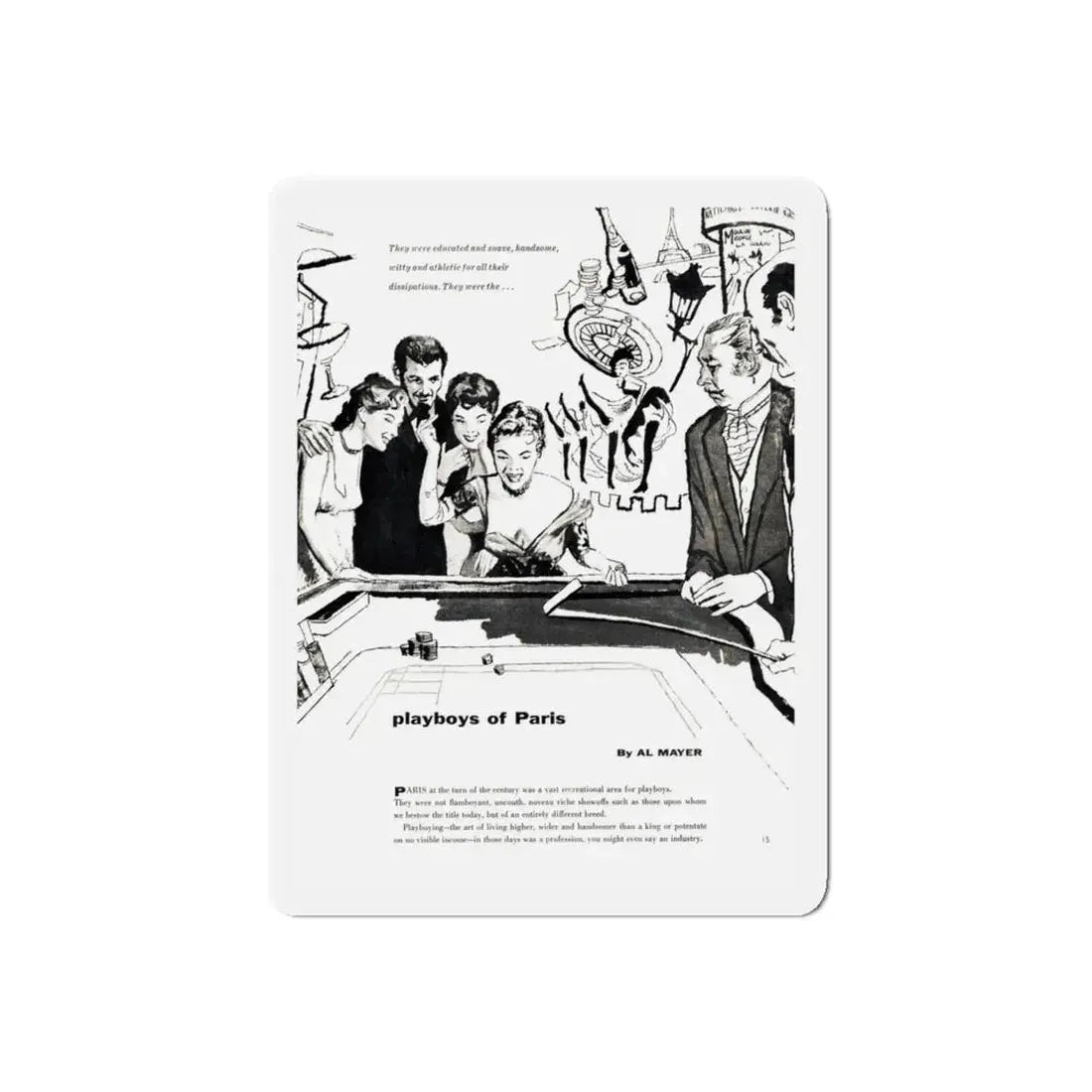 Playboys of Paris (1), Jem magazine, May 1957 (Magazine Illustration) Refrigerator Magnet - The Sticker Space
