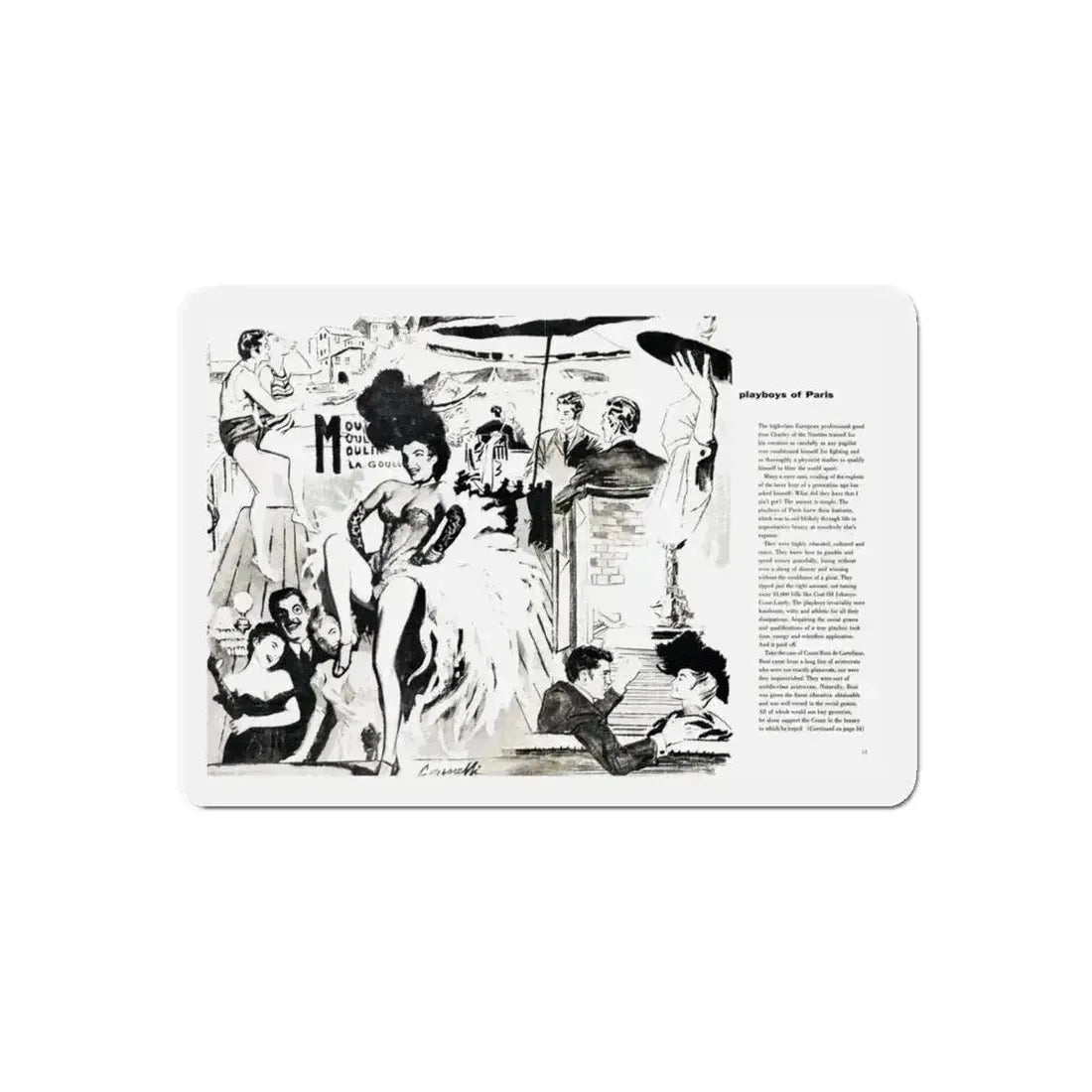 Playboys of Paris (2), Jem magazine, May 1957 (Magazine Illustration) Refrigerator Magnet 5 Inch Die-Cut - The Sticker Space