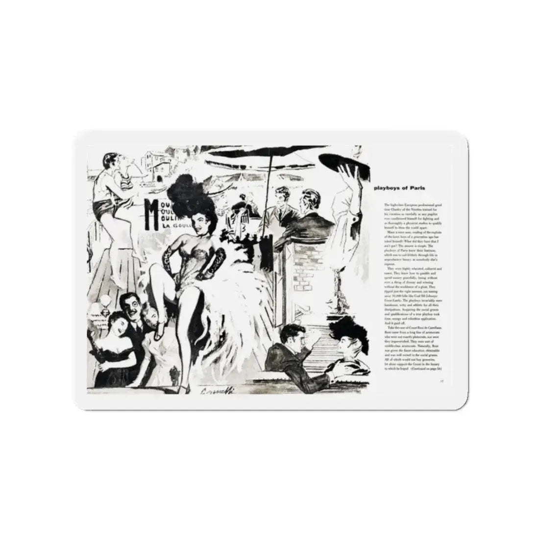 Playboys of Paris (2), Jem magazine, May 1957 (Magazine Illustration) Refrigerator Magnet - The Sticker Space
