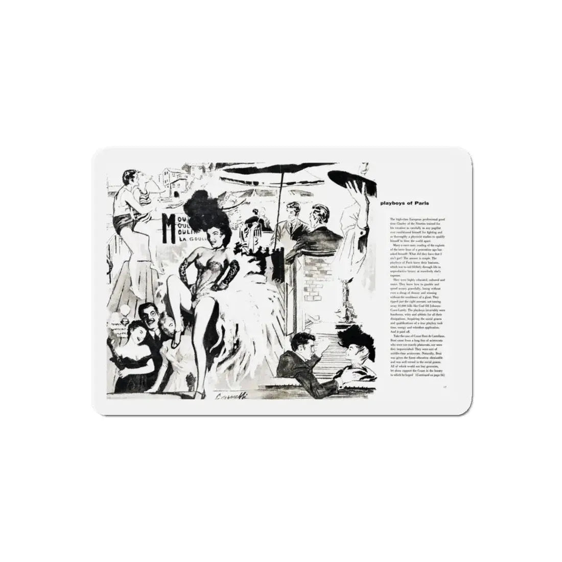 Playboys of Paris (2), Jem magazine, May 1957 (Magazine Illustration) Refrigerator Magnet - The Sticker Space