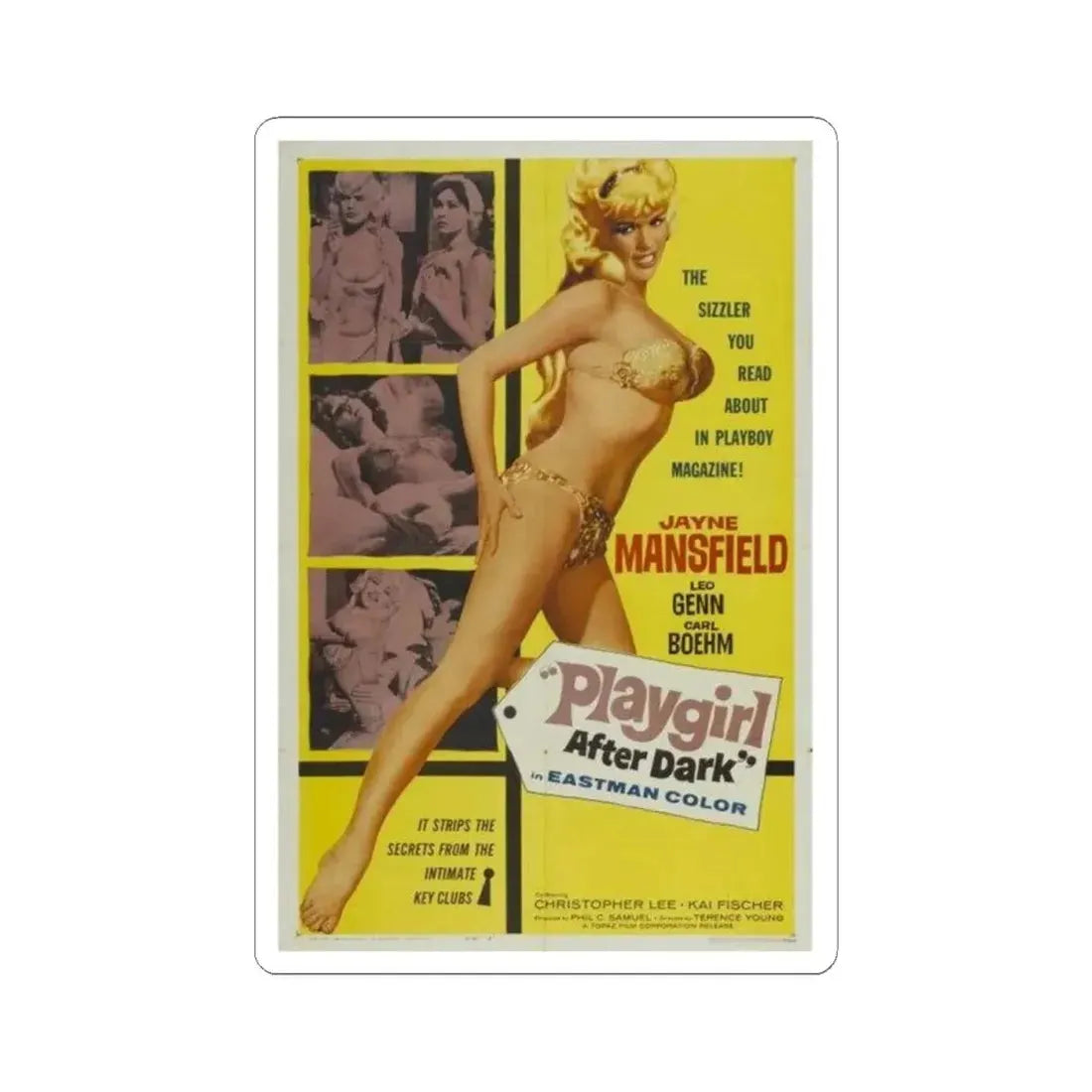 PLAYGIRL AFTER DARK 1960 Movie Poster - STICKER Vinyl Kiss-Cut Decal 4 Inch White - The Sticker Space