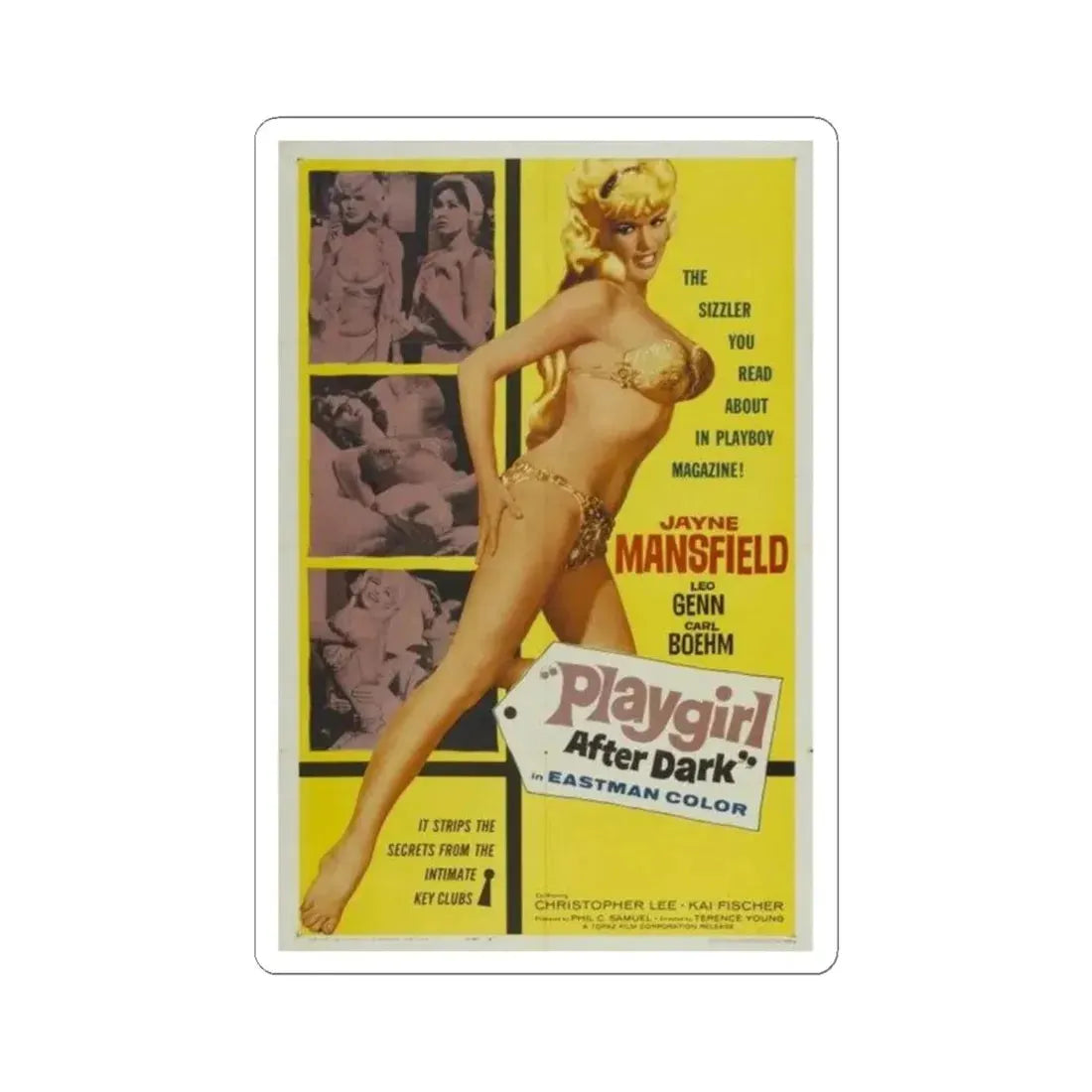 PLAYGIRL AFTER DARK 1960 Movie Poster - STICKER Vinyl Kiss-Cut Decal 6 Inch White - The Sticker Space
