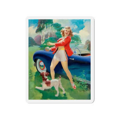 Playing Fetch (Magazine Illustration) Refrigerator Magnet - The Sticker Space