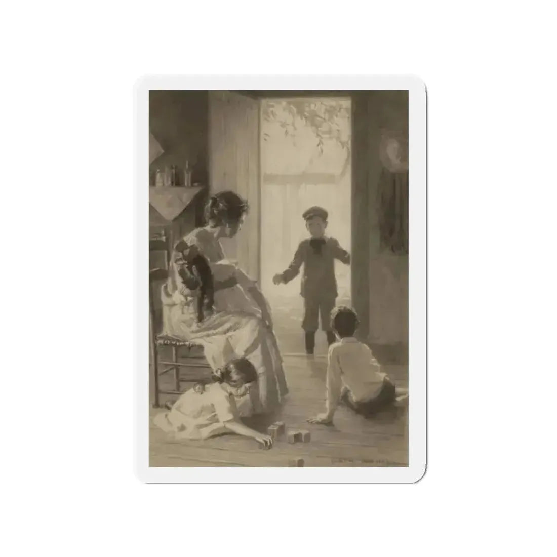 Playtime, story illustration (Magazine Illustration) Refrigerator Magnet 2 Inch Die-Cut - The Sticker Space