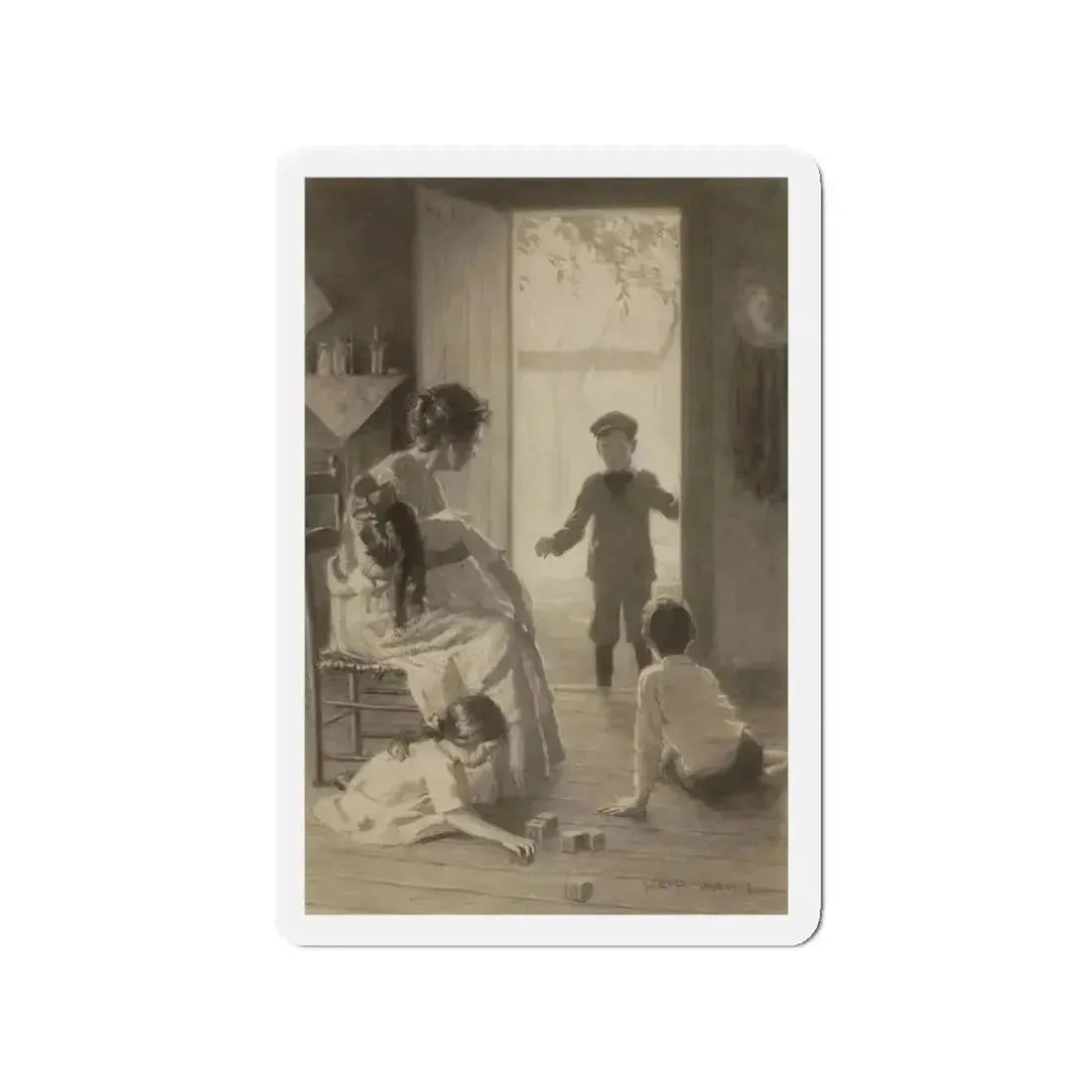 Playtime, story illustration (Magazine Illustration) Refrigerator Magnet 3 Inch Die-Cut - The Sticker Space