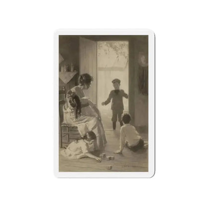 Playtime, story illustration (Magazine Illustration) Refrigerator Magnet 4 Inch Die-Cut - The Sticker Space