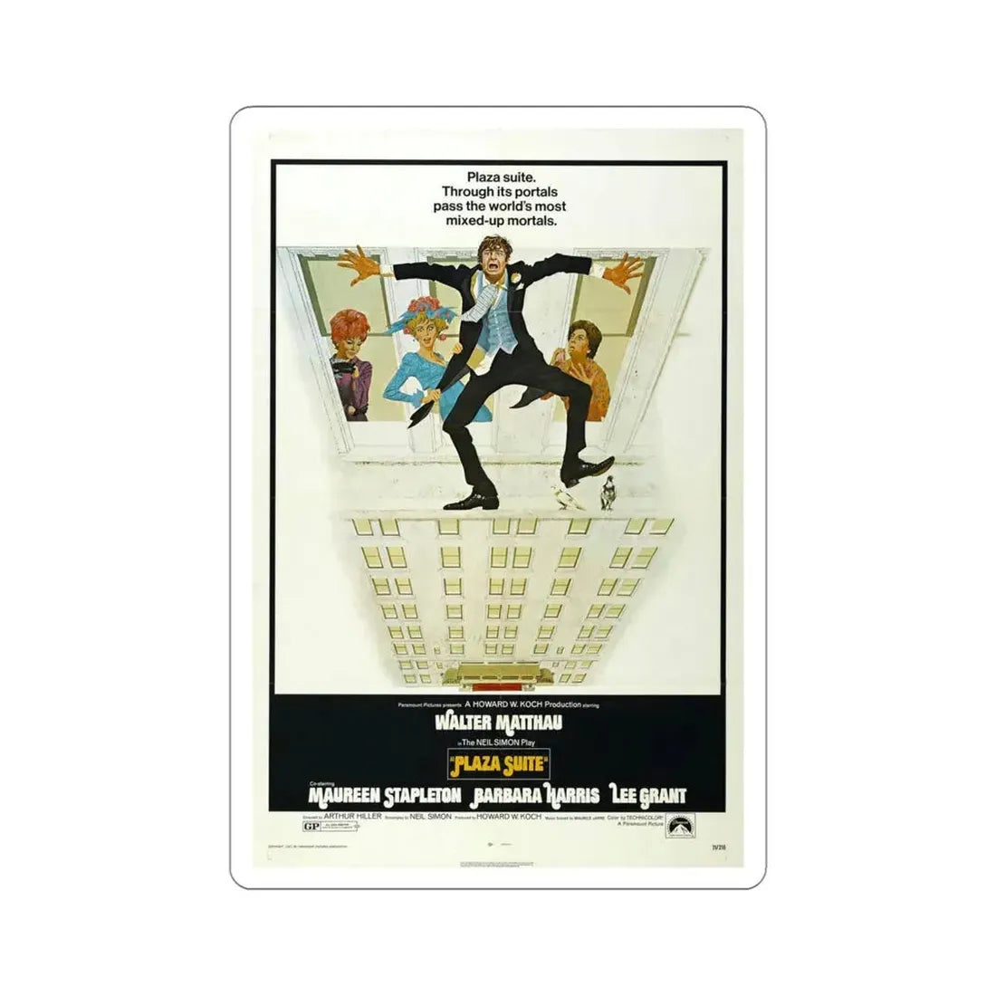 Plaza Suite 1971 Movie Poster STICKER Vinyl Die-Cut Decal 5 Inch - The Sticker Space