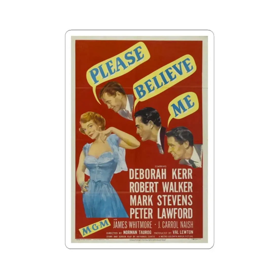 Please Believe Me 1950 Movie Poster - STICKER Vinyl Kiss-Cut Decal 2 Inch White - The Sticker Space