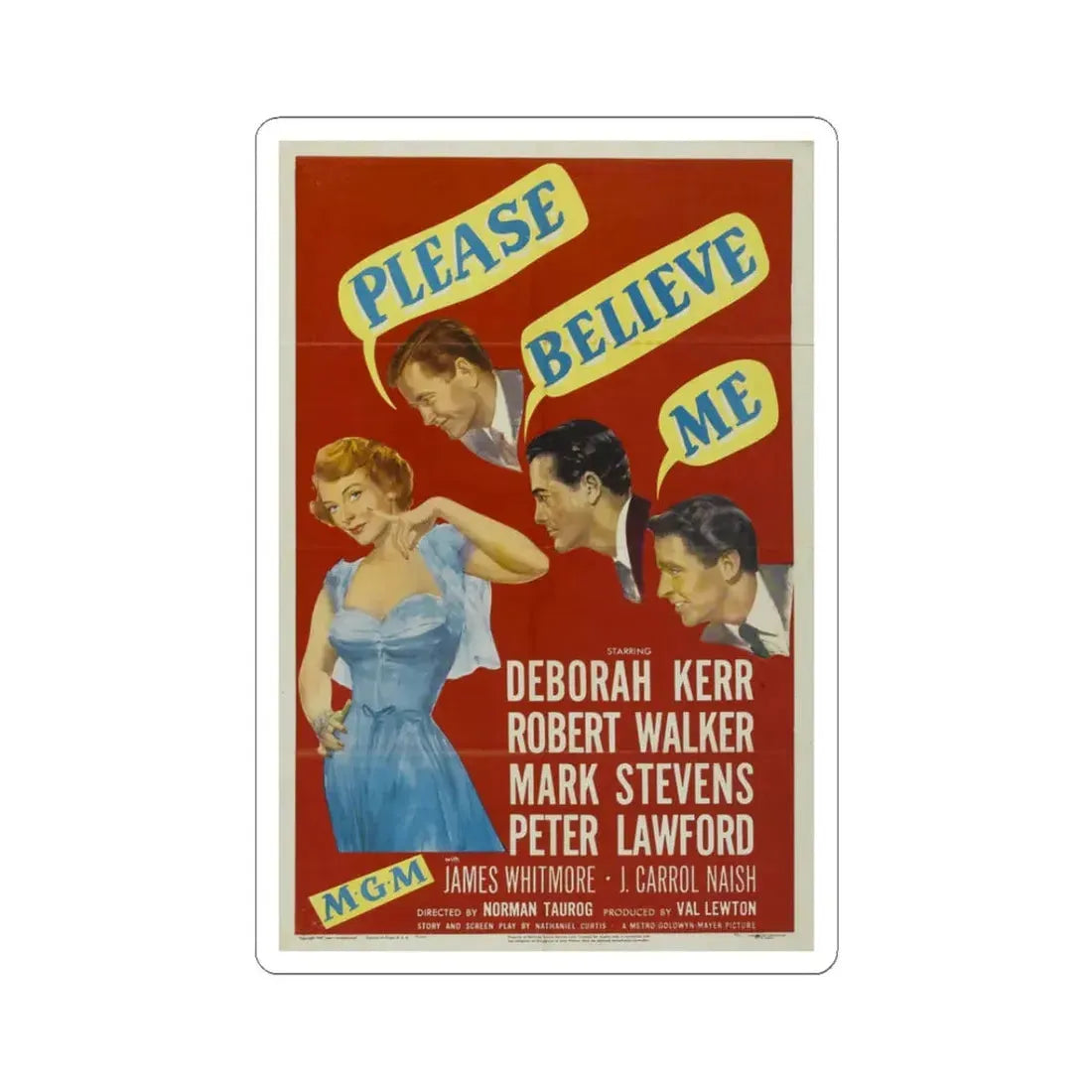Please Believe Me 1950 Movie Poster - STICKER Vinyl Kiss-Cut Decal 3 Inch White - The Sticker Space