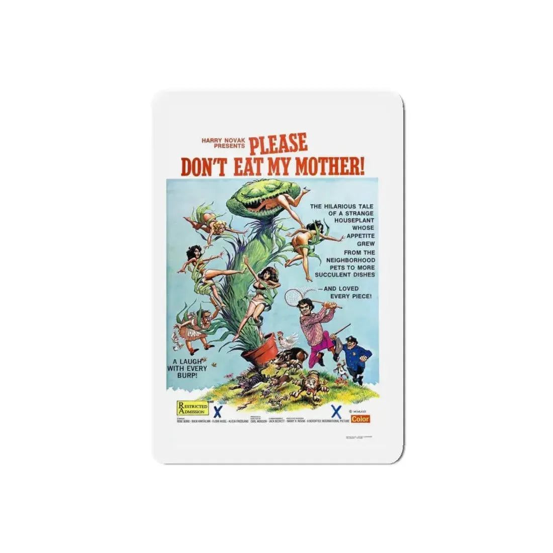 PLEASE DON'T EAT MY MOTHER 1973 Movie Poster - Refrigerator Magnet 5 Inch Die-Cut - The Sticker Space