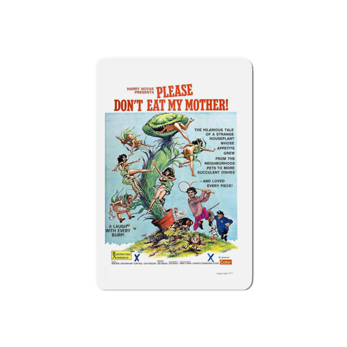 PLEASE DON'T EAT MY MOTHER 1973 Movie Poster - Refrigerator Magnet-6" × 6"-The Sticker Space