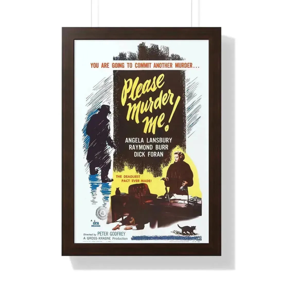 PLEASE MURDER ME 1956 - Framed Movie Poster 16″ x 24″ Walnut - The Sticker Space