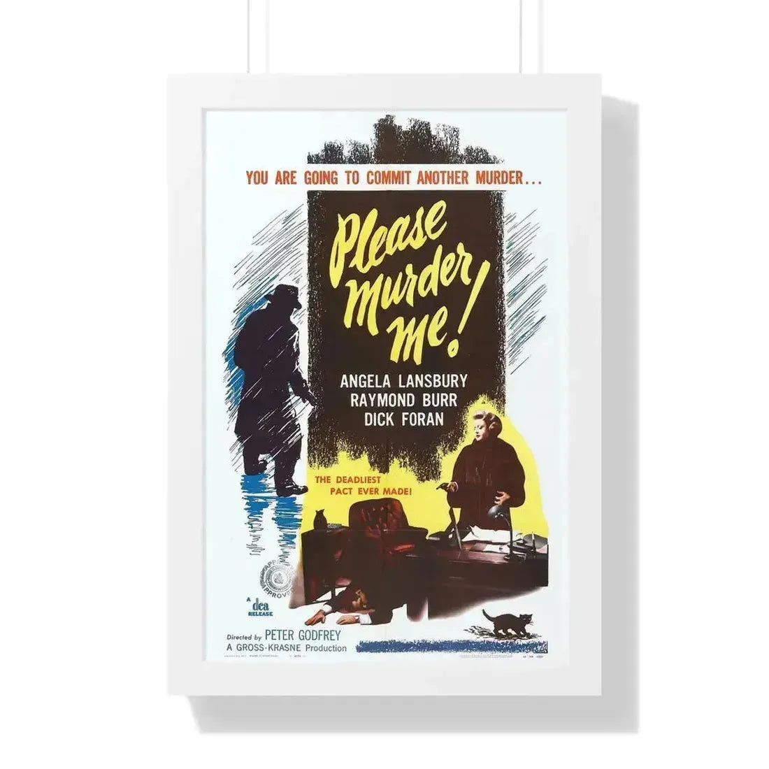 PLEASE MURDER ME 1956 - Framed Movie Poster 16″ x 24″ White - The Sticker Space