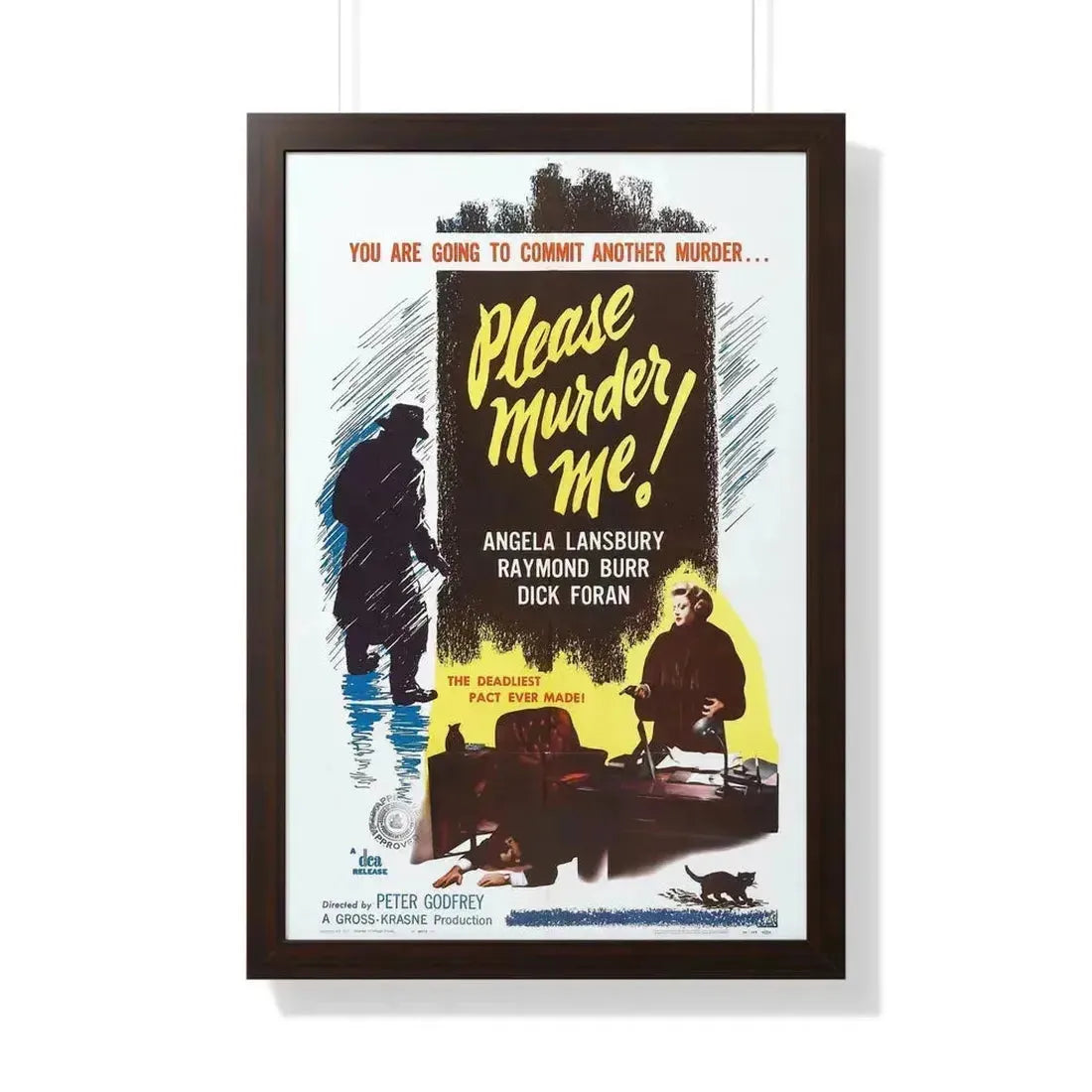PLEASE MURDER ME 1956 - Framed Movie Poster 20" x 30" Walnut - The Sticker Space