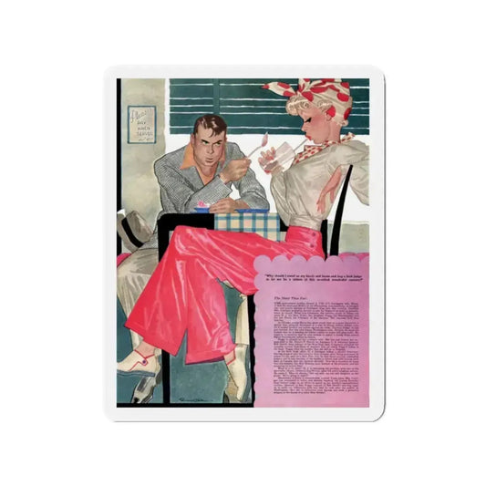 Please Pay When Served, 1939 (Magazine Illustration) Refrigerator Magnet 2 Inch Die-Cut - The Sticker Space