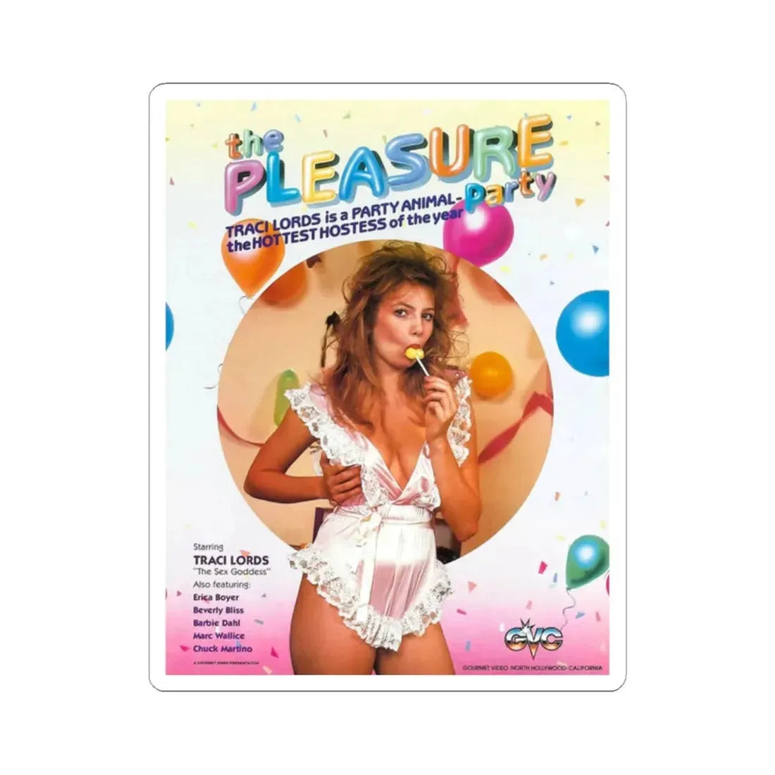 PLEASURE PARTY 1975 Movie Poster - STICKER Vinyl Kiss-Cut Decal 2 Inch White - The Sticker Space