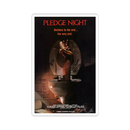 PLEDGE NIGHT 1988 Movie Poster - STICKER Vinyl Kiss-Cut Decal 2 Inch White - The Sticker Space