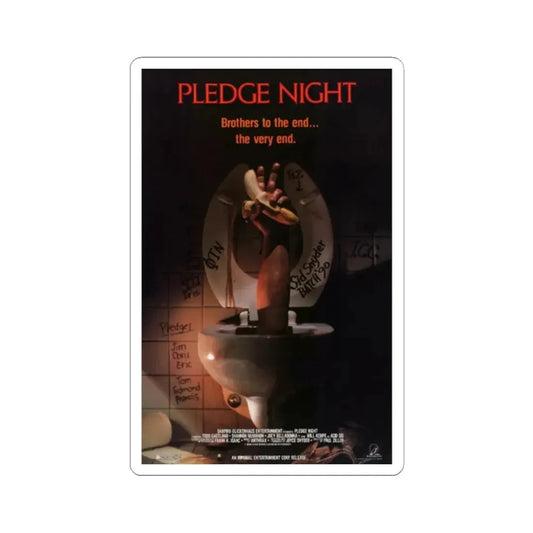 PLEDGE NIGHT 1988 Movie Poster - STICKER Vinyl Kiss-Cut Decal 2 Inch White - The Sticker Space