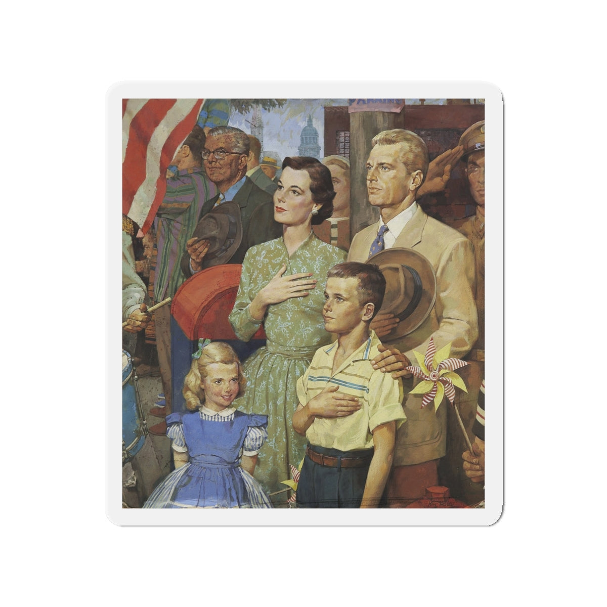 Pledge of Allegiance (Magazine Illustration) Refrigerator Magnet-3" x 3"-The Sticker Space