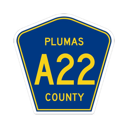 Plumas County A22 (California) (Road Sign) STICKER Vinyl Kiss-Cut Decal 4 Inch White - The Sticker Space