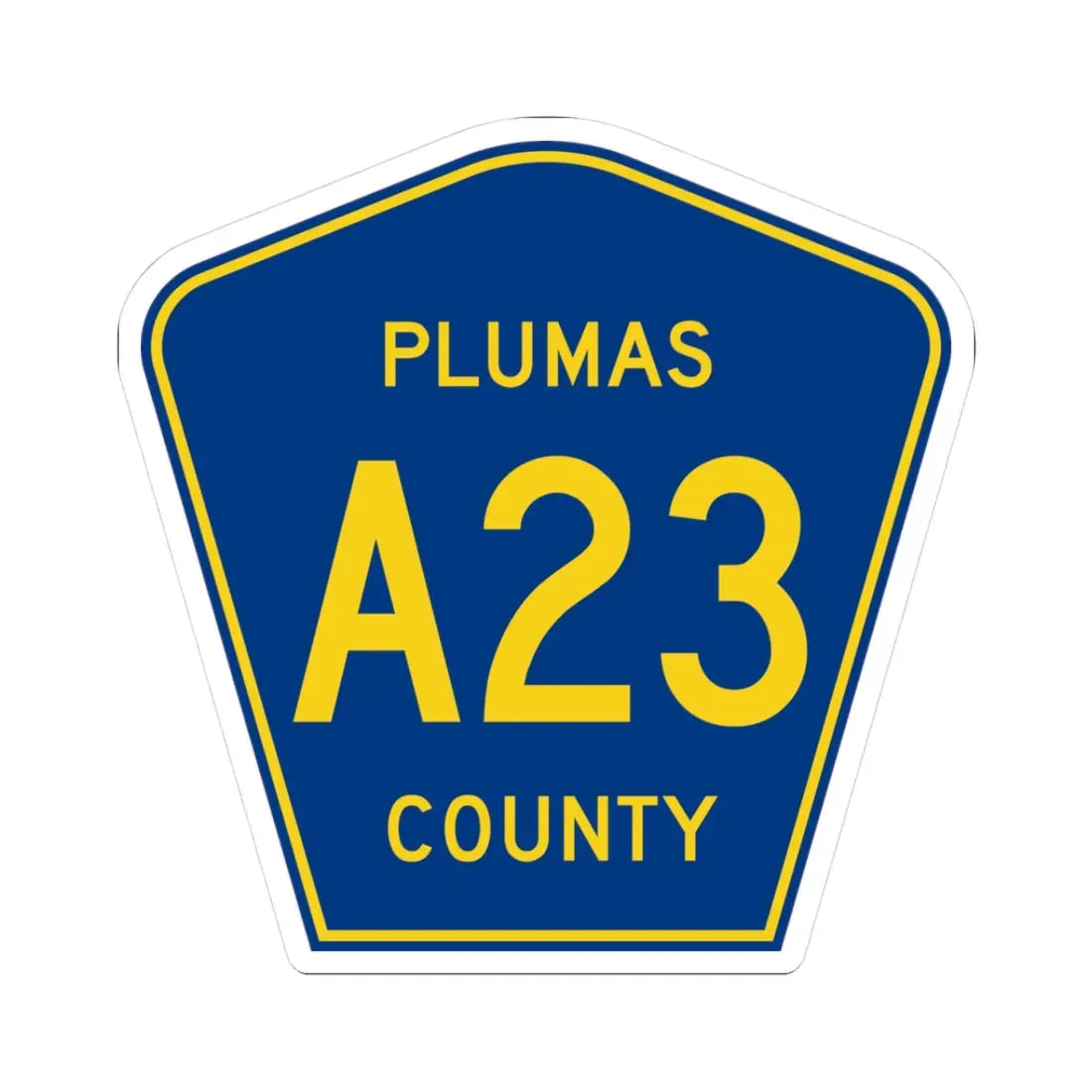 Plumas County A23 (California) (Road Sign) STICKER Vinyl Kiss-Cut Decal 3 Inch White - The Sticker Space