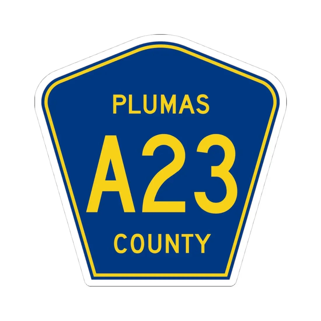 Plumas County A23 (California) (Road Sign) STICKER Vinyl Kiss-Cut Decal 4 Inch White - The Sticker Space
