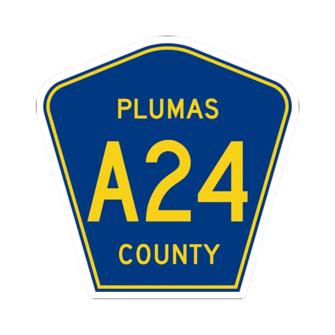 Plumas County A24 (California) (Road Sign) STICKER Vinyl Kiss-Cut Decal 2 Inch White - The Sticker Space