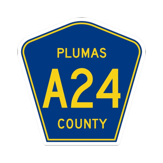 Plumas County A24 (California) (Road Sign) STICKER Vinyl Kiss-Cut Decal 2 Inch White - The Sticker Space