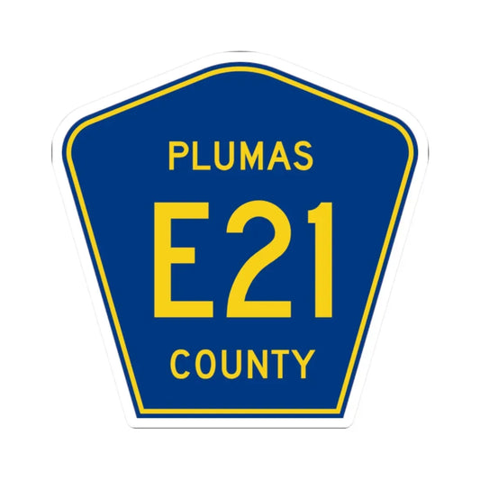 Plumas County E21 (California) (Road Sign) STICKER Vinyl Kiss-Cut Decal 2 Inch White - The Sticker Space
