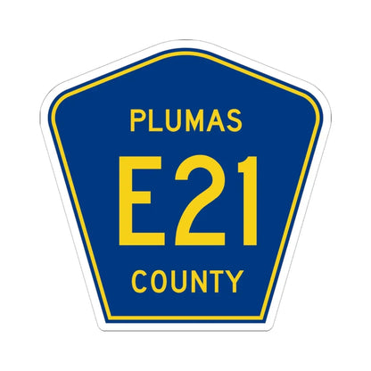 Plumas County E21 (California) (Road Sign) STICKER Vinyl Kiss-Cut Decal 6 Inch White - The Sticker Space