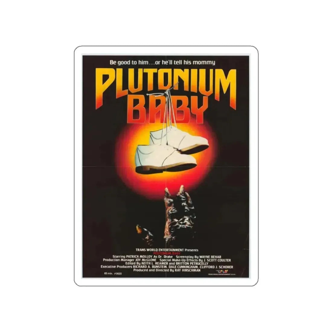 PLUTONIUM BABY 1987 Movie Poster STICKER Vinyl Die-Cut Decal - The Sticker Space
