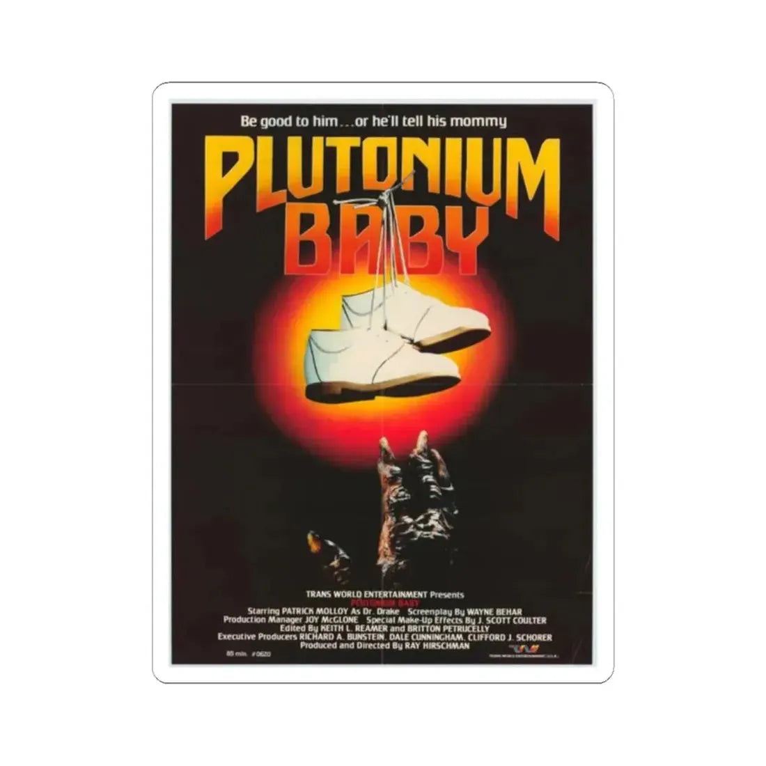 PLUTONIUM BABY 1987 Movie Poster - STICKER Vinyl Kiss-Cut Decal 2 Inch White - The Sticker Space