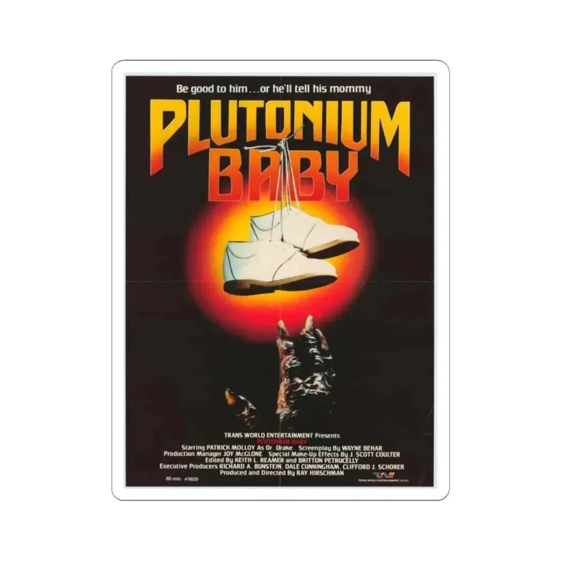 PLUTONIUM BABY 1987 Movie Poster - STICKER Vinyl Kiss-Cut Decal 3 Inch White - The Sticker Space