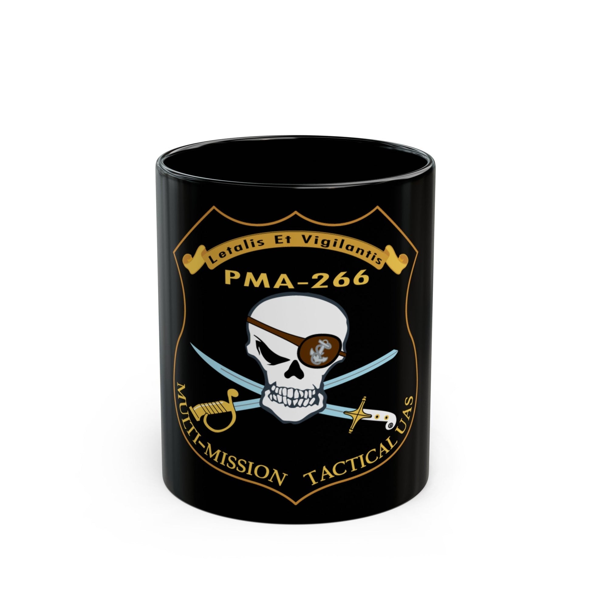 PMA 266 NAVAIR Multi Mission Tactical Unmanned Aerial Systems UAS (U.S. Navy) Black Coffee Mug-11oz-The Sticker Space