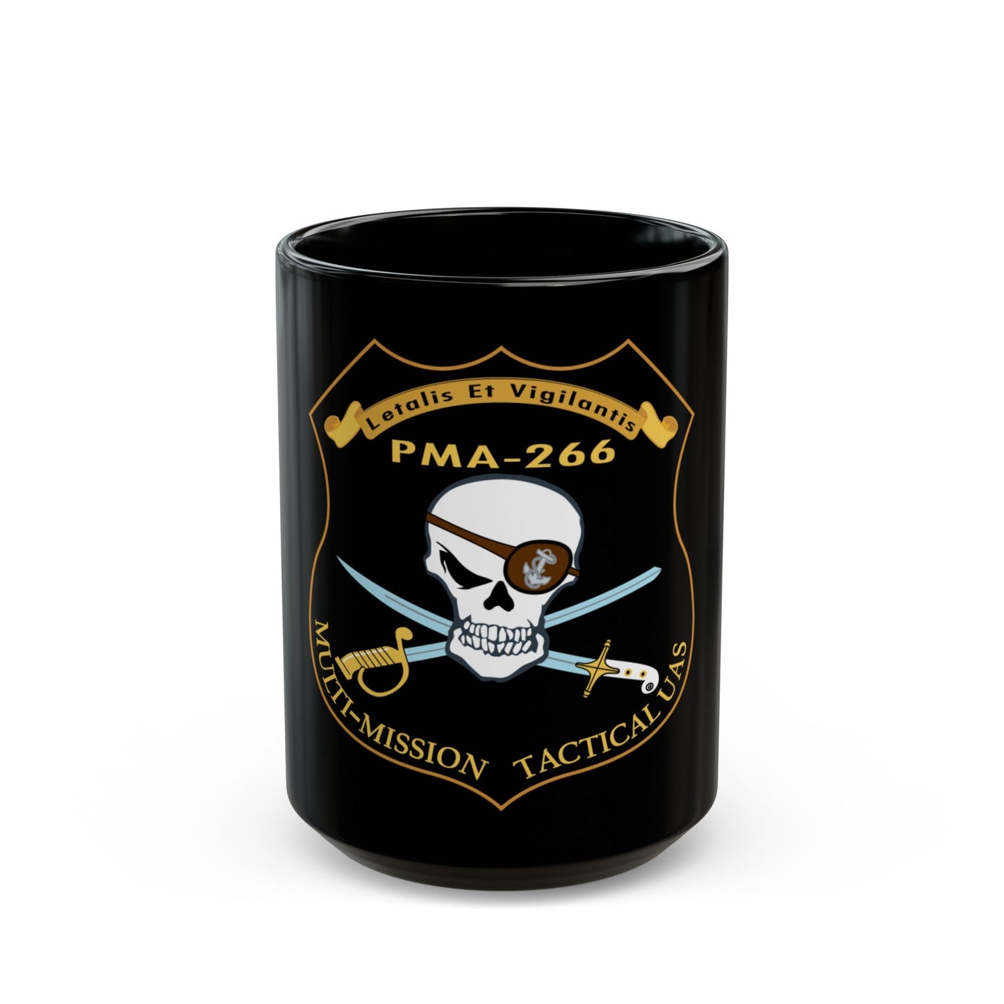 PMA 266 NAVAIR Multi Mission Tactical Unmanned Aerial Systems UAS (U.S. Navy) Black Coffee Mug-15oz-The Sticker Space