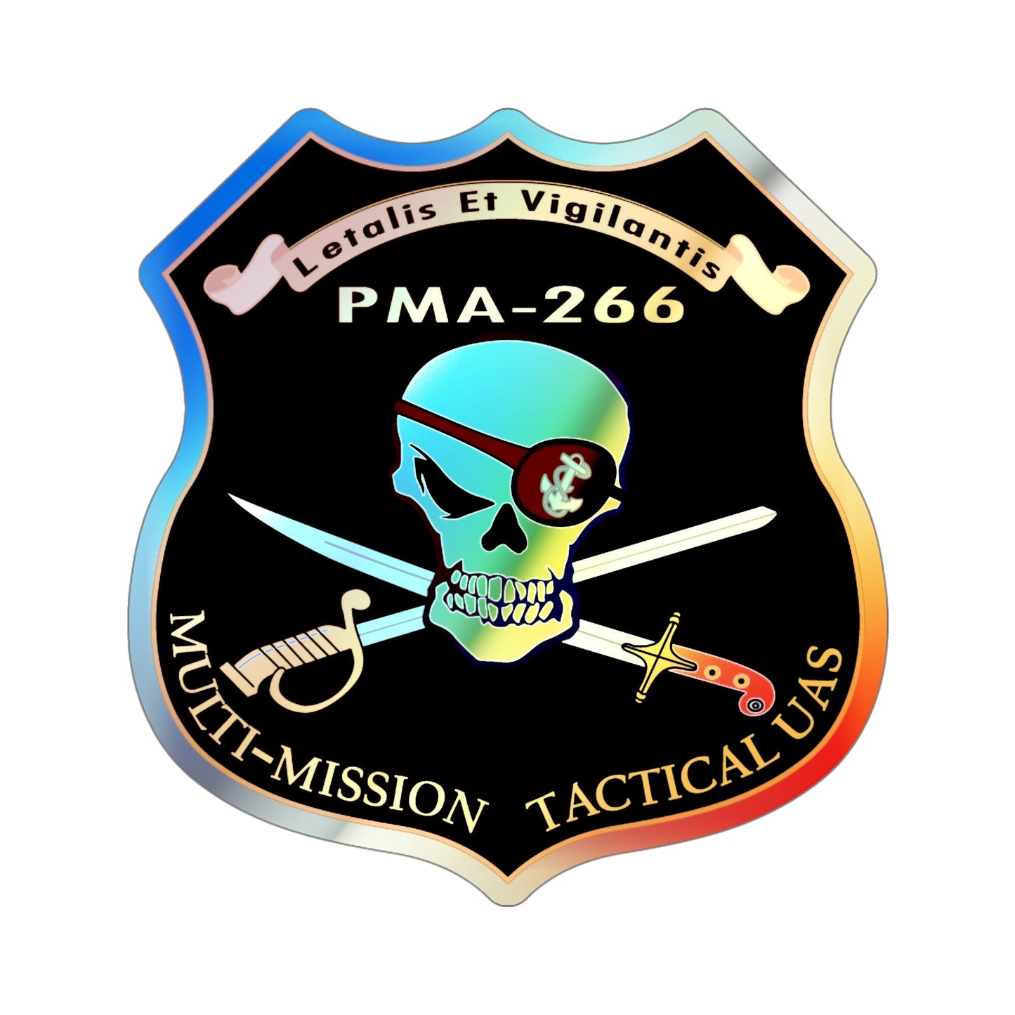 PMA 266 NAVAIR Multi Mission Tactical Unmanned Aerial Systems UAS (U.S. Navy) Holographic STICKER Die-Cut Vinyl Decal-5 Inch-The Sticker Space