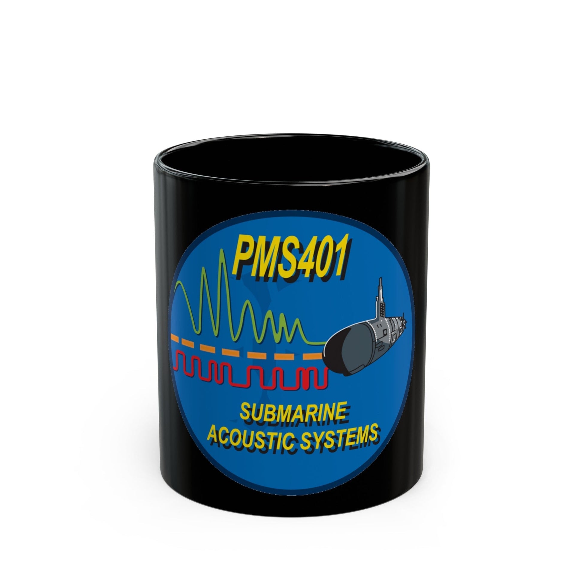 PMS401 Submarine Acoustic Systems (U.S. Navy) Black Coffee Mug-11oz-The Sticker Space