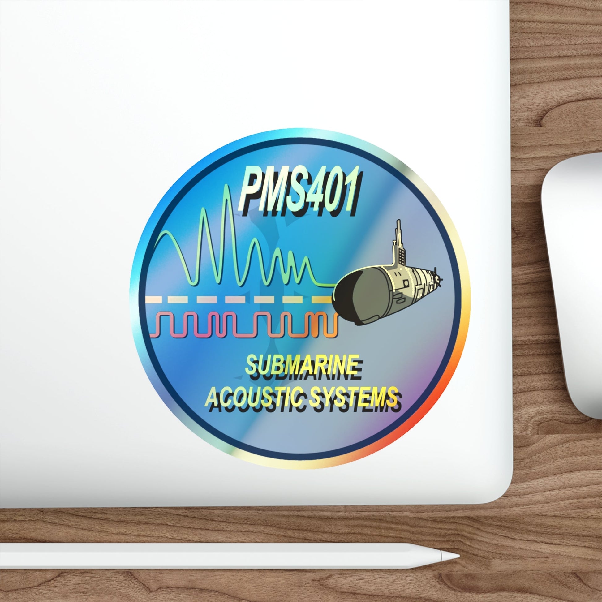 PMS401 Submarine Acoustic Systems (U.S. Navy) Holographic STICKER Die-Cut Vinyl Decal-The Sticker Space