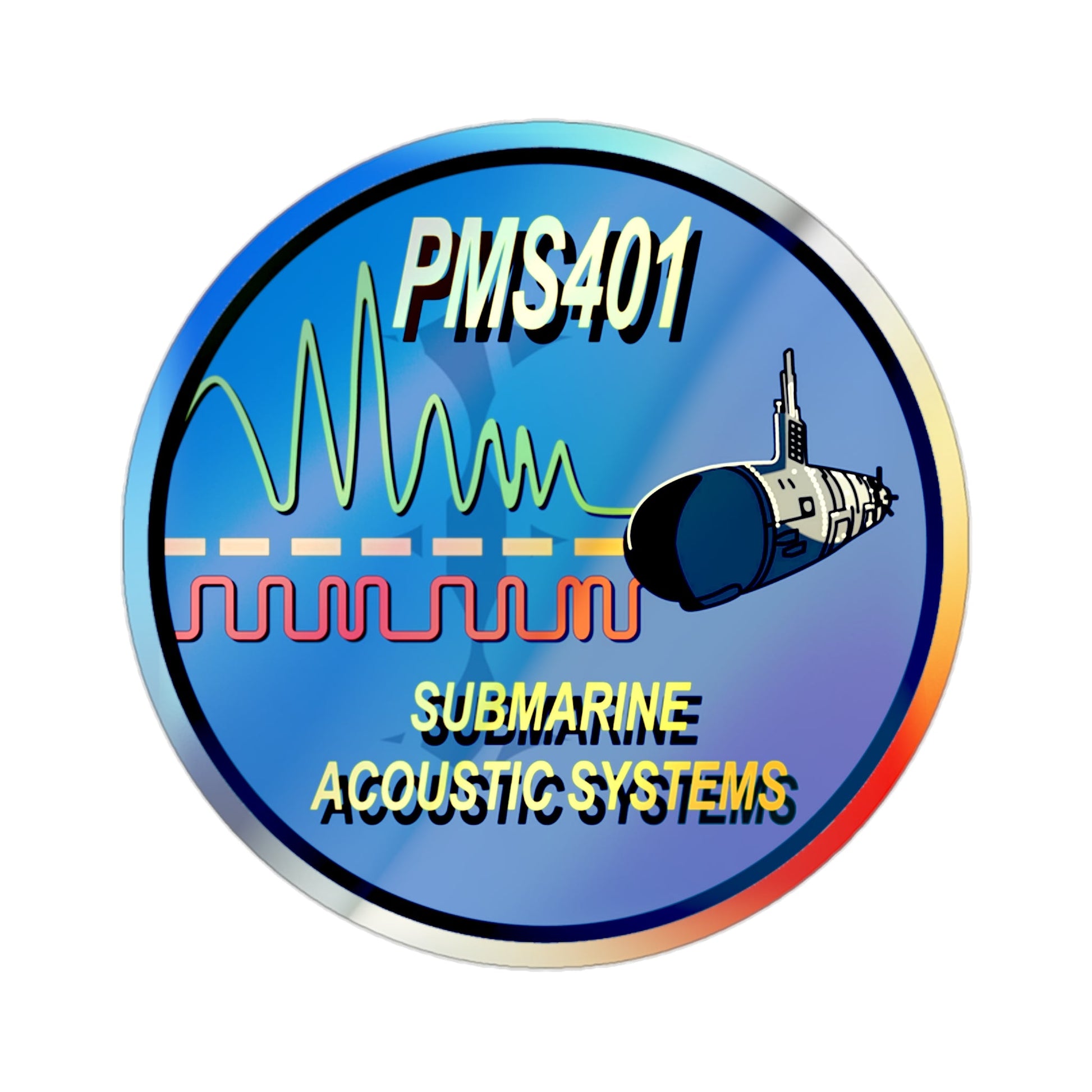 PMS401 Submarine Acoustic Systems (U.S. Navy) Holographic STICKER Die-Cut Vinyl Decal-2 Inch-The Sticker Space