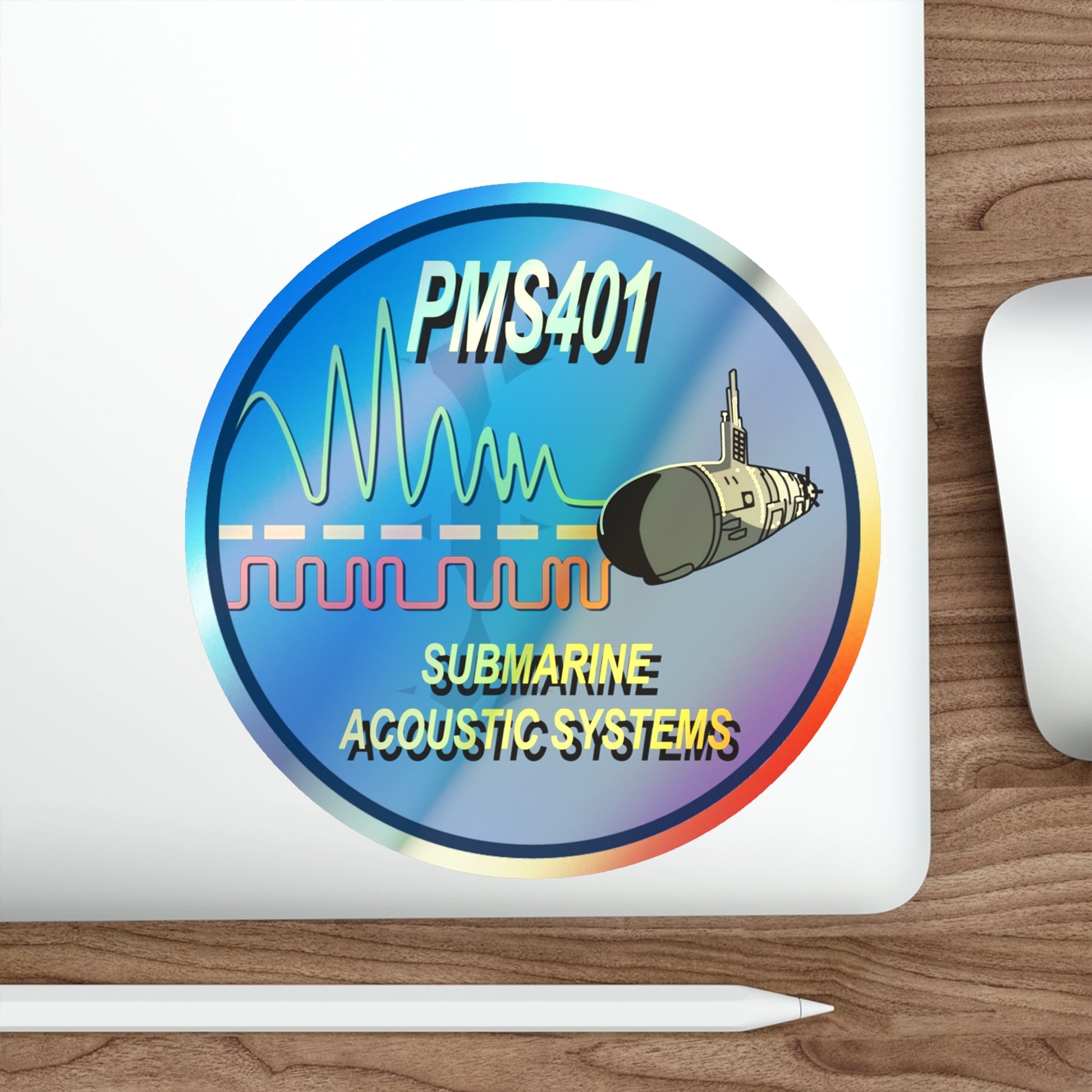 PMS401 Submarine Acoustic Systems (U.S. Navy) Holographic STICKER Die-Cut Vinyl Decal-The Sticker Space