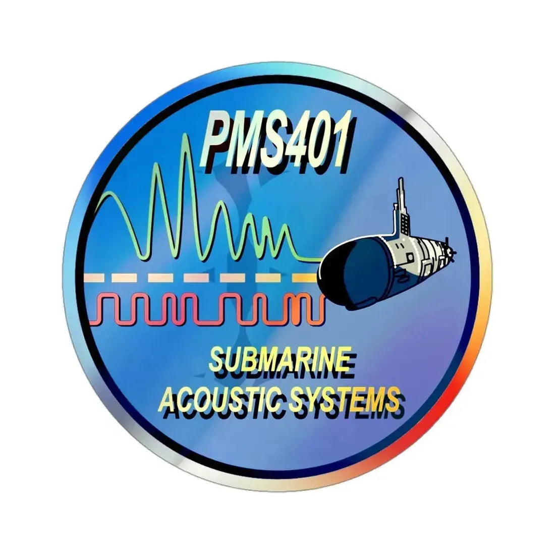 PMS401 Submarine Acoustic Systems (U.S. Navy) Holographic STICKER Die-Cut Vinyl Decal 3 Inch Holographic - The Sticker Space