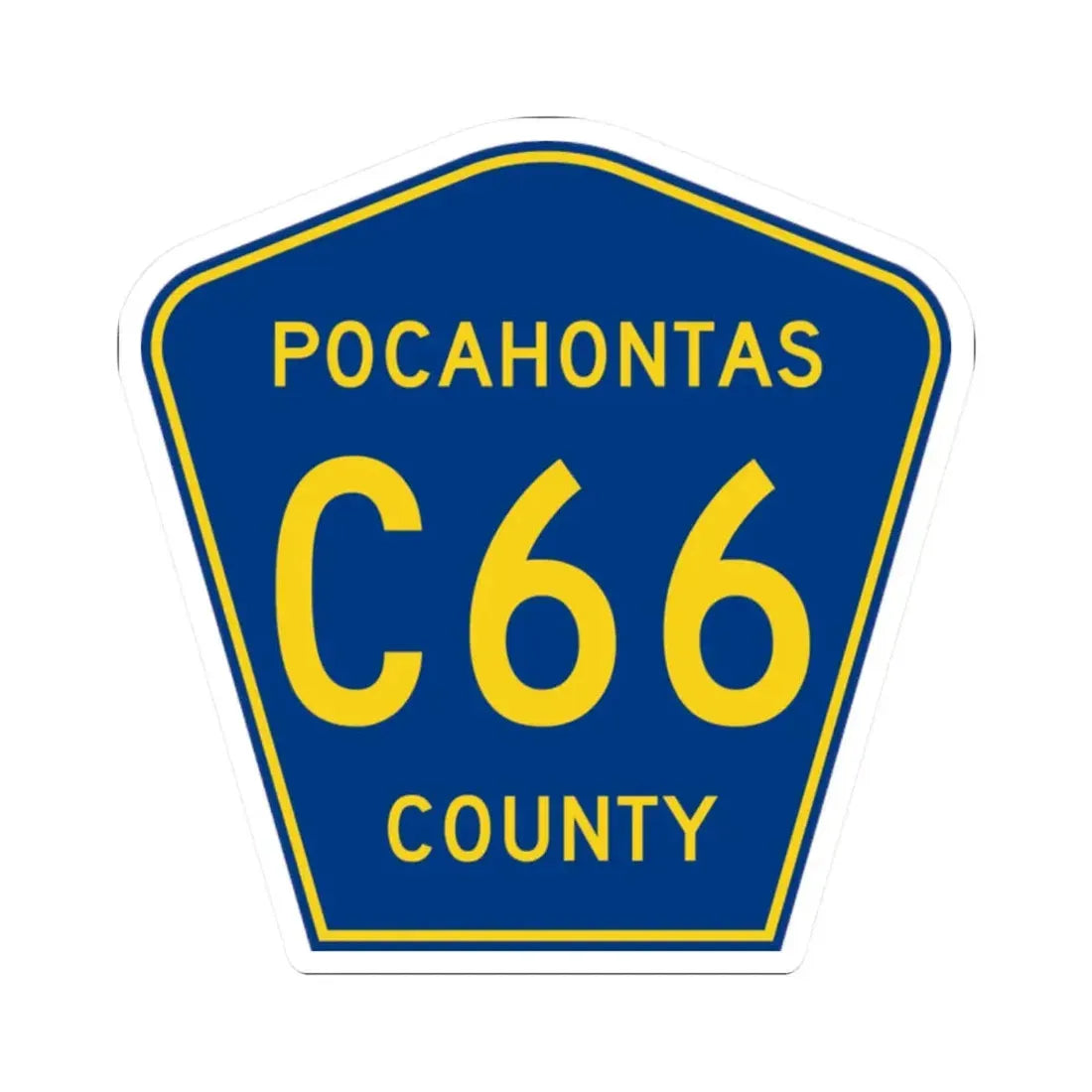 Pocahontas County Route C66 IA (Iowa) (Road Sign) STICKER Vinyl Kiss-Cut Decal 2 Inch White - The Sticker Space