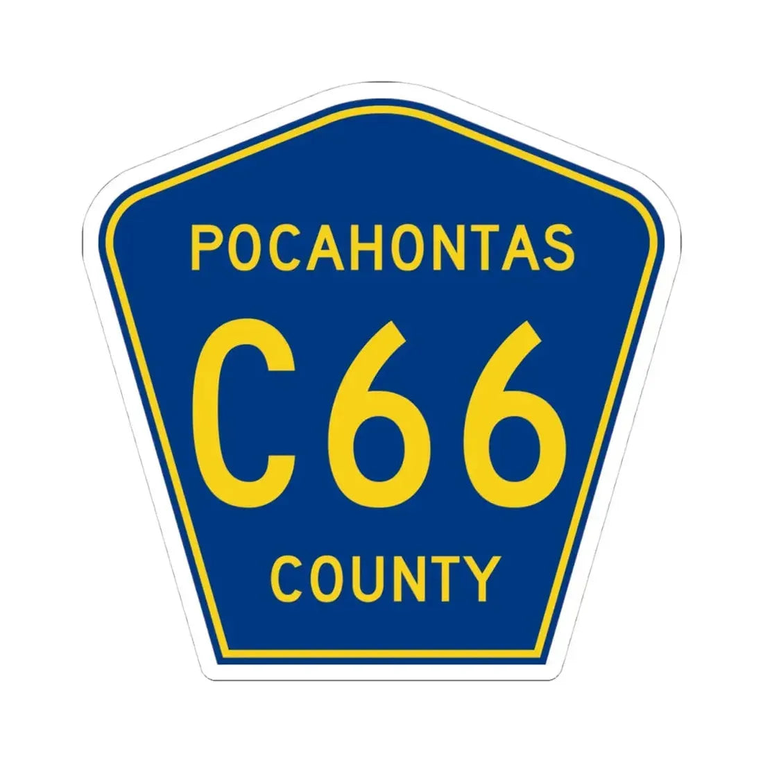 Pocahontas County Route C66 IA (Iowa) (Road Sign) STICKER Vinyl Kiss-Cut Decal 4 Inch White - The Sticker Space
