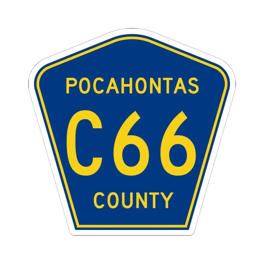 Pocahontas County Route C66 IA (Iowa) (Road Sign) STICKER Vinyl Kiss-Cut Decal 6 Inch White - The Sticker Space